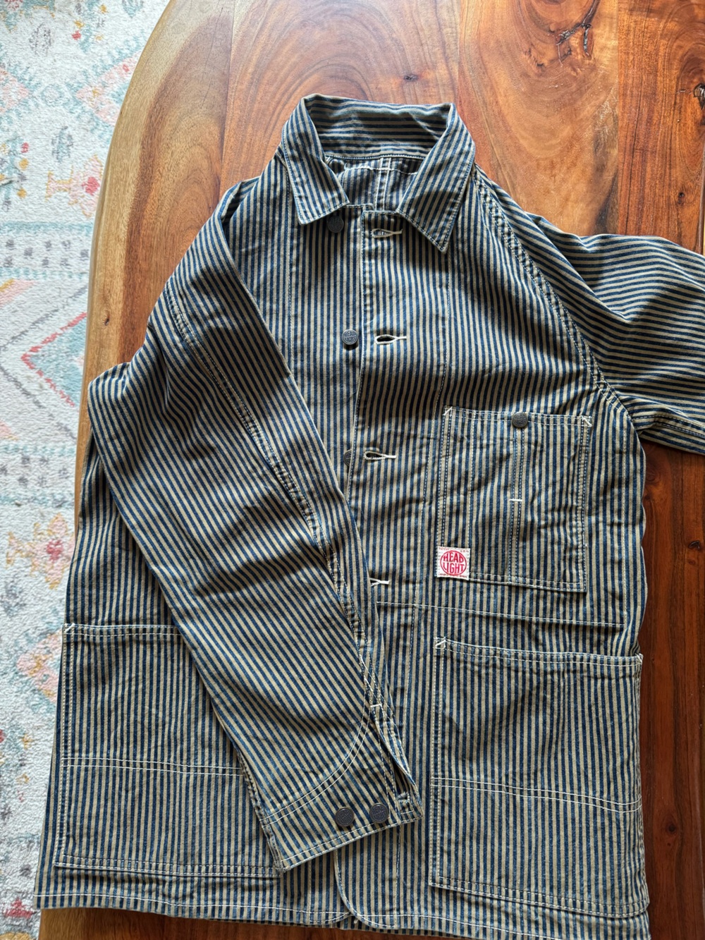 Sugar Cane x Head Light Brown Hickory Stripe Chore Jacket  Made in Japan